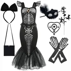 Disfraz de Disney de La Sirenita para niñas, disfraz de princesa Ariel, disfraz de terror de Halloween, vestido de graduación para fiesta de cumpleaños, nuevo