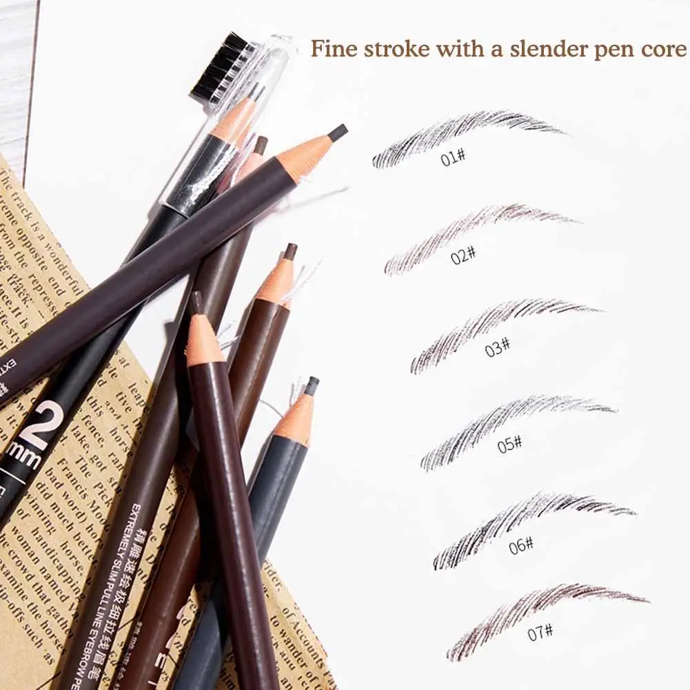 Wenkbrauw Potlood Make-Up Wenkbrauw Versterkers Cosmetische Kunst Houten Waterdichte Bruine Stereo Types Gekleurd Draw Eye Wenkbrauw Pen Make-Up Tool