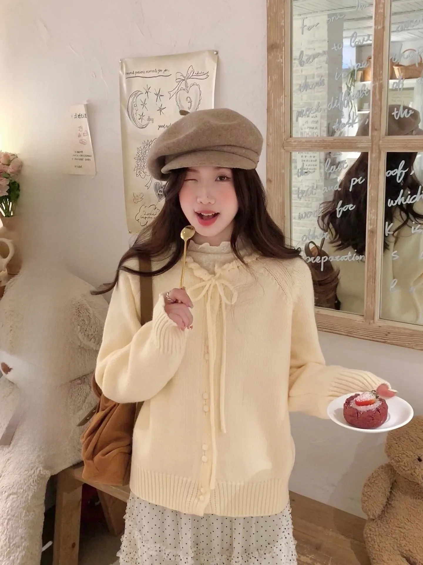 

Теплый нежный свитер цвета хаки для женщин, свободный крой, с круглым вырезом, вязаная верхняя одежда ручной работы, имитация вязания