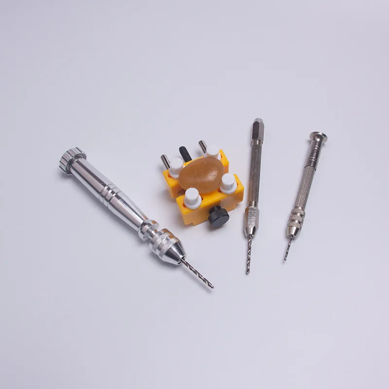 Watch Repair Hand Drill Jewelry Tools Kit Pin Vise for Resin Casting Molds Steel Hand Drill with 10Pc Drill Bits & Fixed Holder
