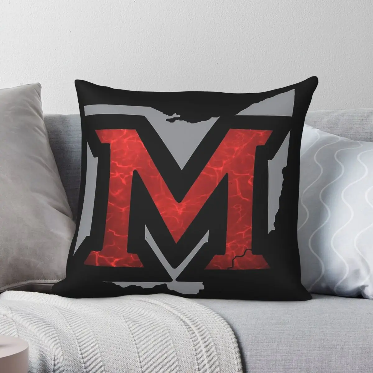 Miami University Pillowcase Polyester Linen Velvet Pattern Zip Decor Pillow Case Room Cushion Cover