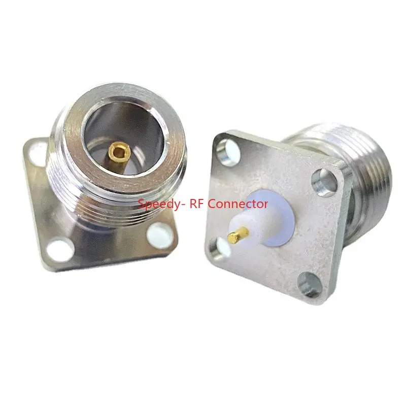 2PCS L16 N Type Female Jack PTFE 4Hole Flange Chassis Panel Mount Socket Connector N Female Welding Terminal RF Fast Delivery