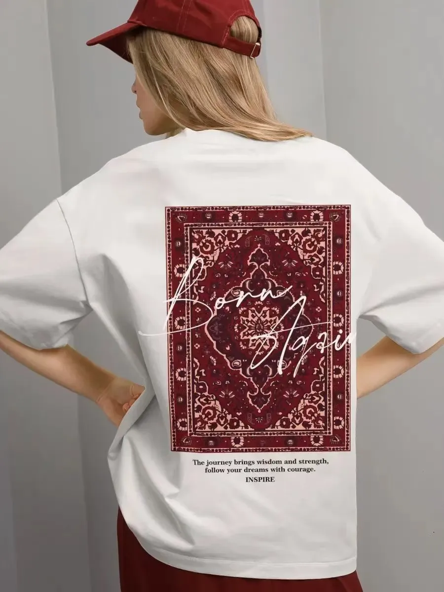 

CGC 2025 New Vintage Women Graphic T-shirt 100% Cotton Summer Short Sleeve y2k Tops Casual Oversized T-shirt Female Clothing