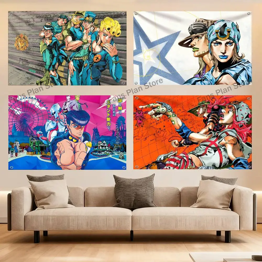 J-JoJos  A-Adventure B-Bizarre Flag Tapestry Banner For Bedroom Outdoor Living Room Restaurant Bar Wall Decor Party