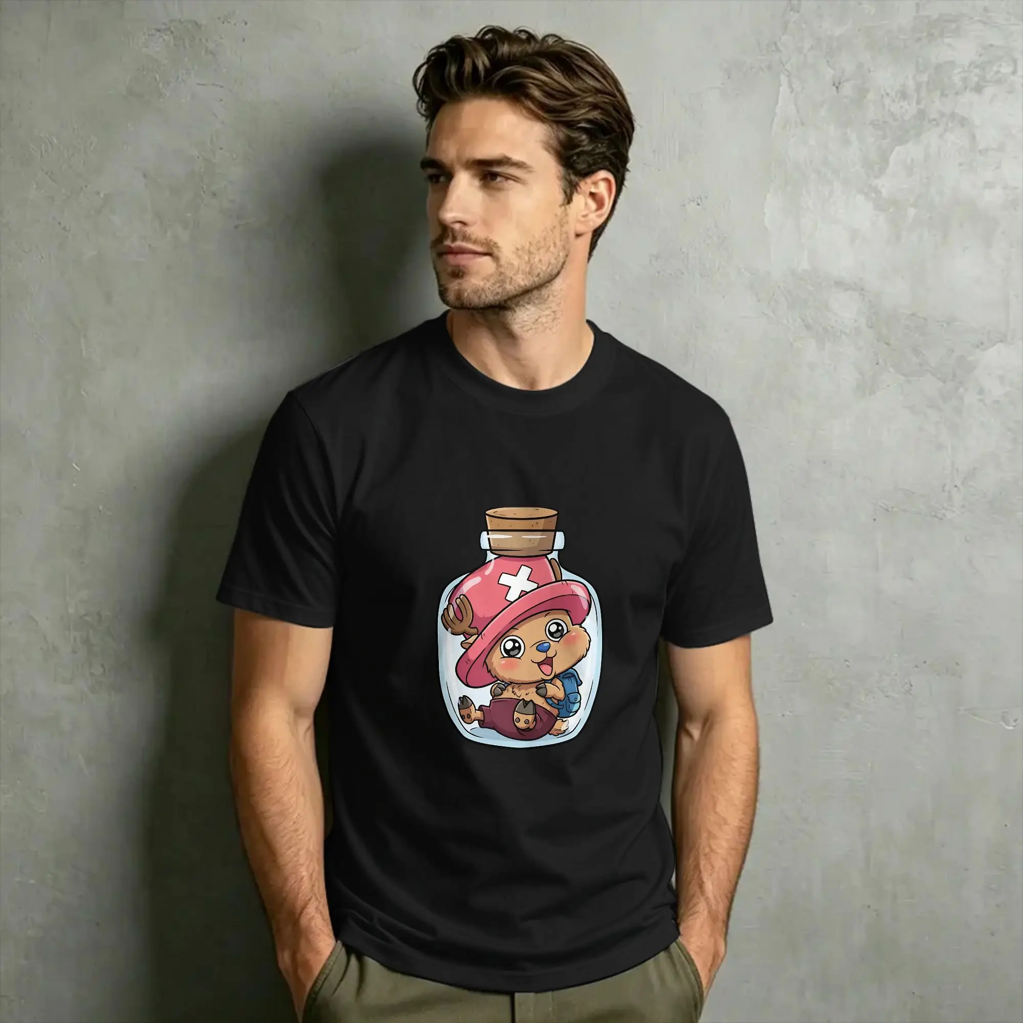 Ones Japanese Anime P-Pieces Chopper T Shirt Summer  100 Cotton T Shirts For Men Trending Casual Tshirt Short-Sleeved Fun Tops
