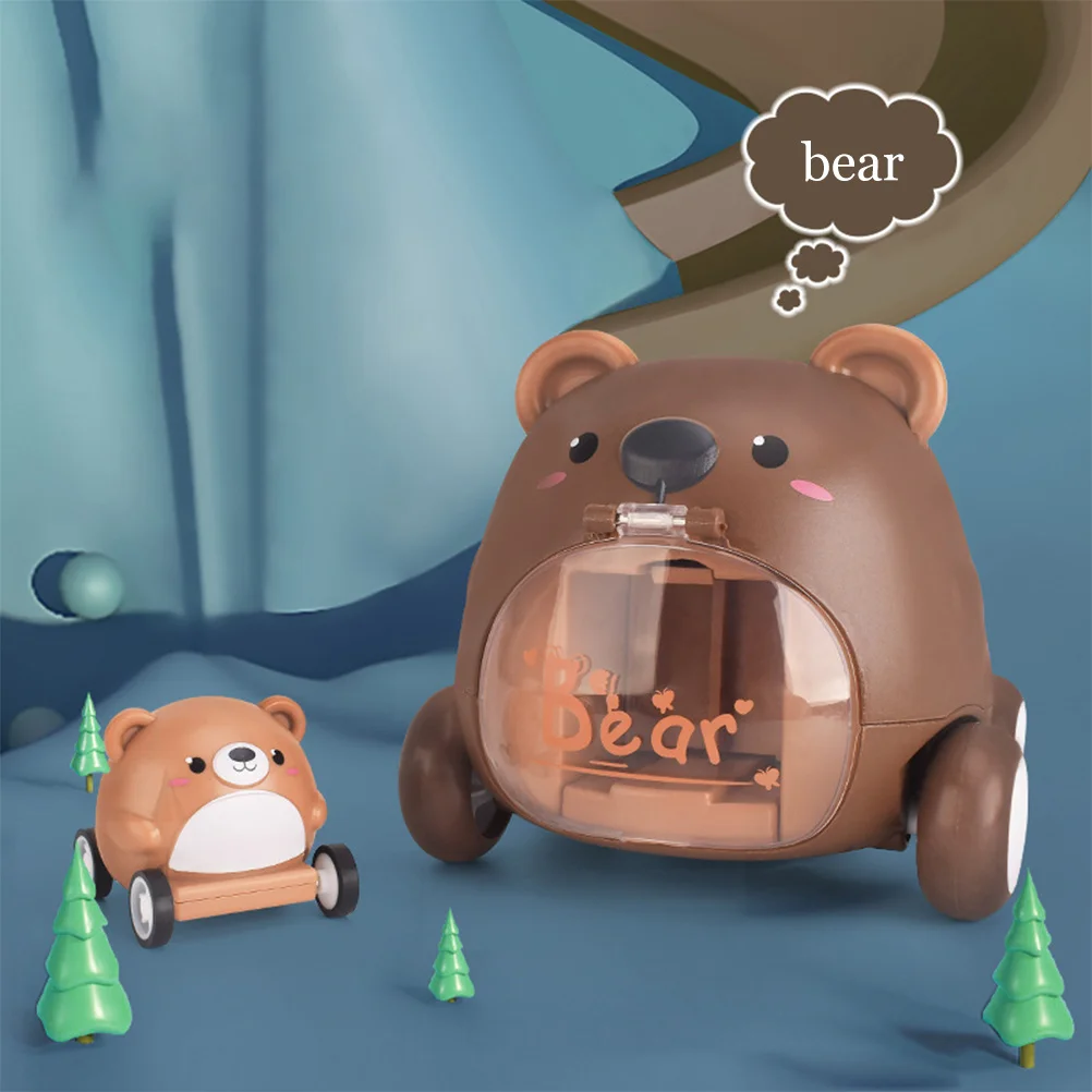 سيارة سحب للخلف للأطفال، سيارة تعليمية صغيرة على شكل دب للتنسيق بين اليد والعين، سيارة مصغرة مضحكة
