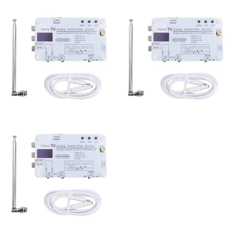 JABS-3X White Analog TV Signal Transmitter Home Analog TV Transmitter With OLED Display For Global Tvs