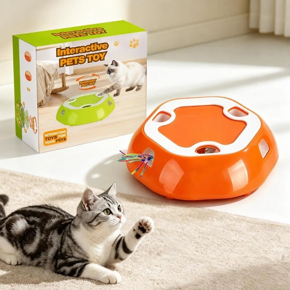 Random Pop-Up Design Automatic Cat Motion Activated Anti-Tip Stable Base Interactive Cat Indoor Exercise Play