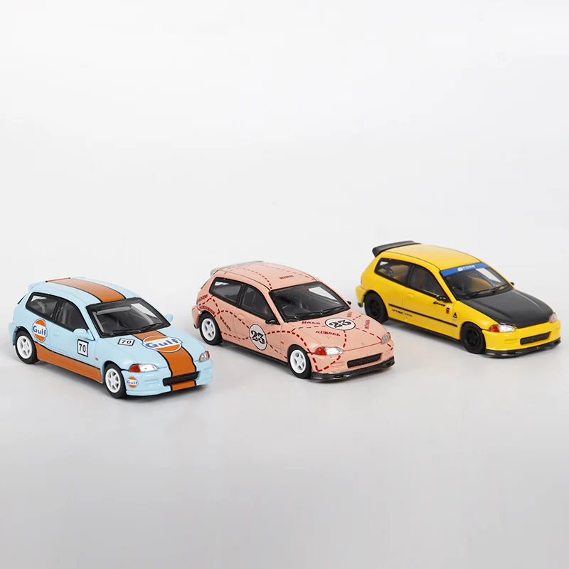 SW 1:64 Honda EG6 Pink Pig Bay HKS Need for Speed alloy car model collection gift ornaments