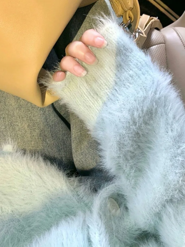 بالأزرار النسائية Ulzzang نقية الحد الأدنى سترة معطف كسول نمط رقيق جيوب كلية زر يطير الشتاء الخريف كل مباراة الأزرق