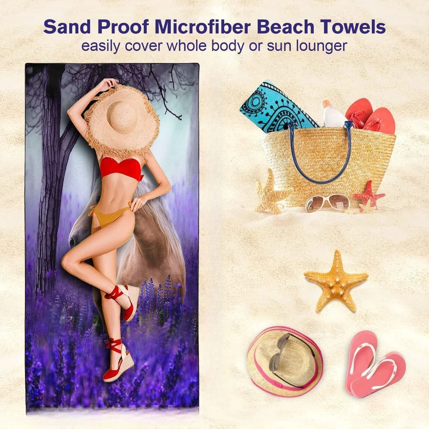 1PC Wild Horse Pattern Beach Towel For Family Friends Gifts Quick Dry Sand Free For Bath Yoga Beach Camping Swimming GYM