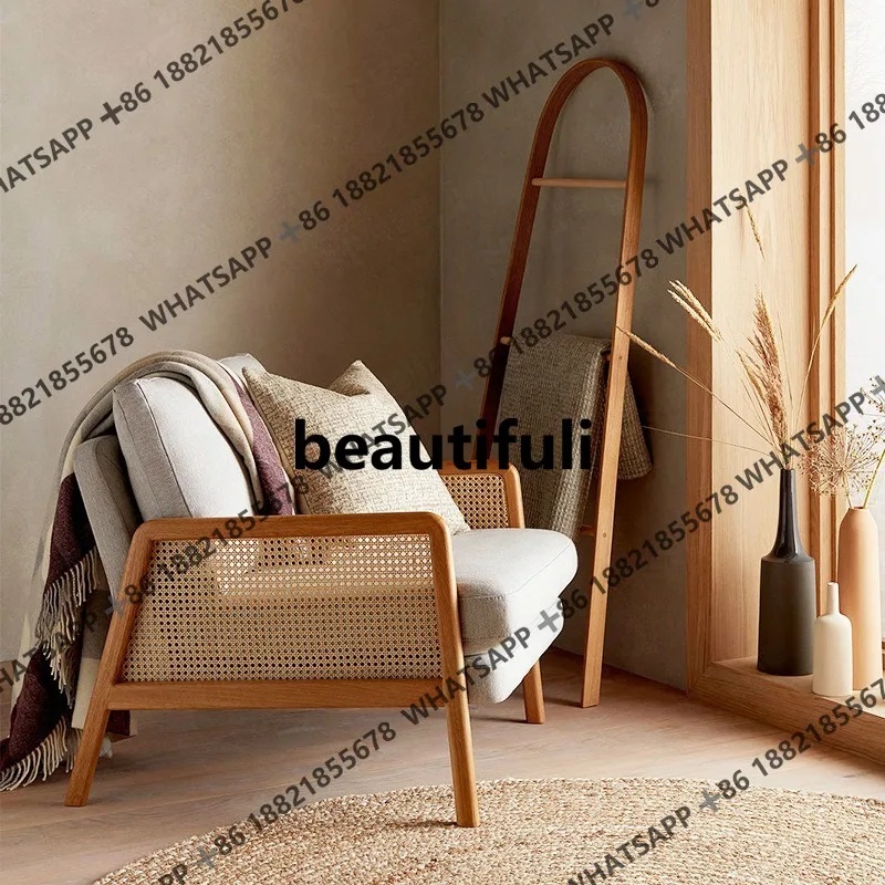 Sofa chair solid wood simple single armrest, bed and breakfast hotel leisure chair three-piece set