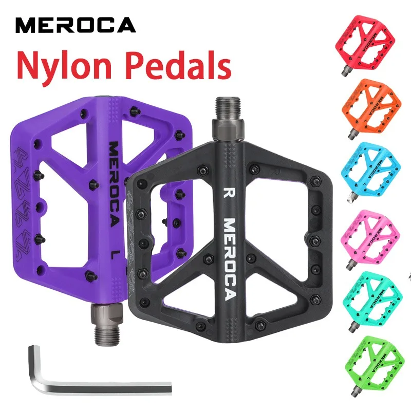 

MEROCA Nylon Bicycle Flat Pedals Mountain Road bicycle Platform Pedals anti-slip mtb bicycle lightweight pedals bike parts