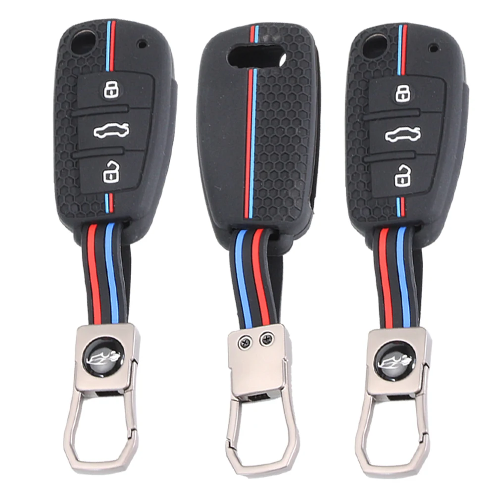 New Silicone for Audi A4 B7 A6 C6 4f 8v A3 8p A1 A3 Key Case Cover Shell Remote Key Holder Jacket Accessories Fob Accessories