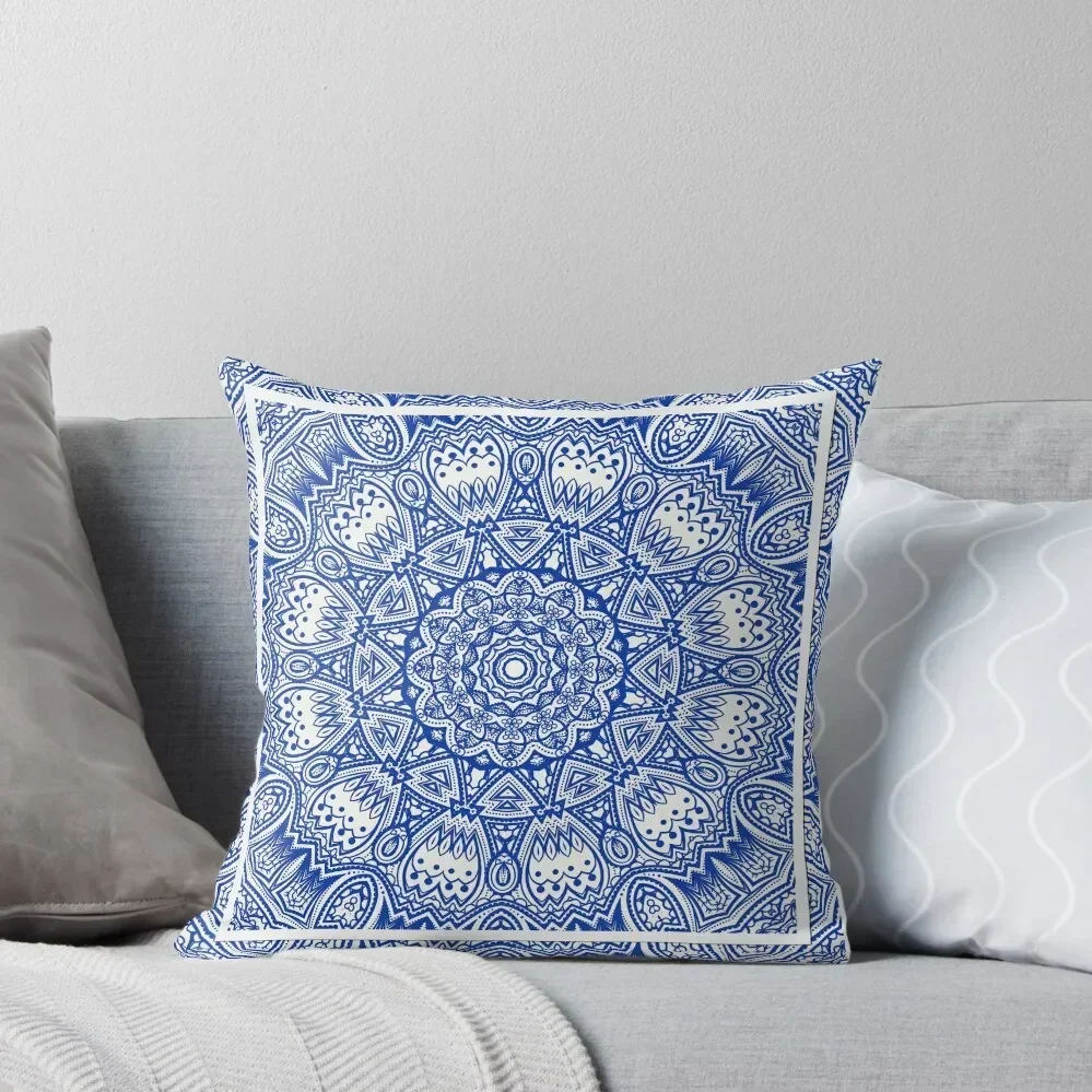 

Blue Mediterranean Tile Pattern Throw Pillow covers for pillows Bed pillowcases Christmas Throw Pillows Covers pillow