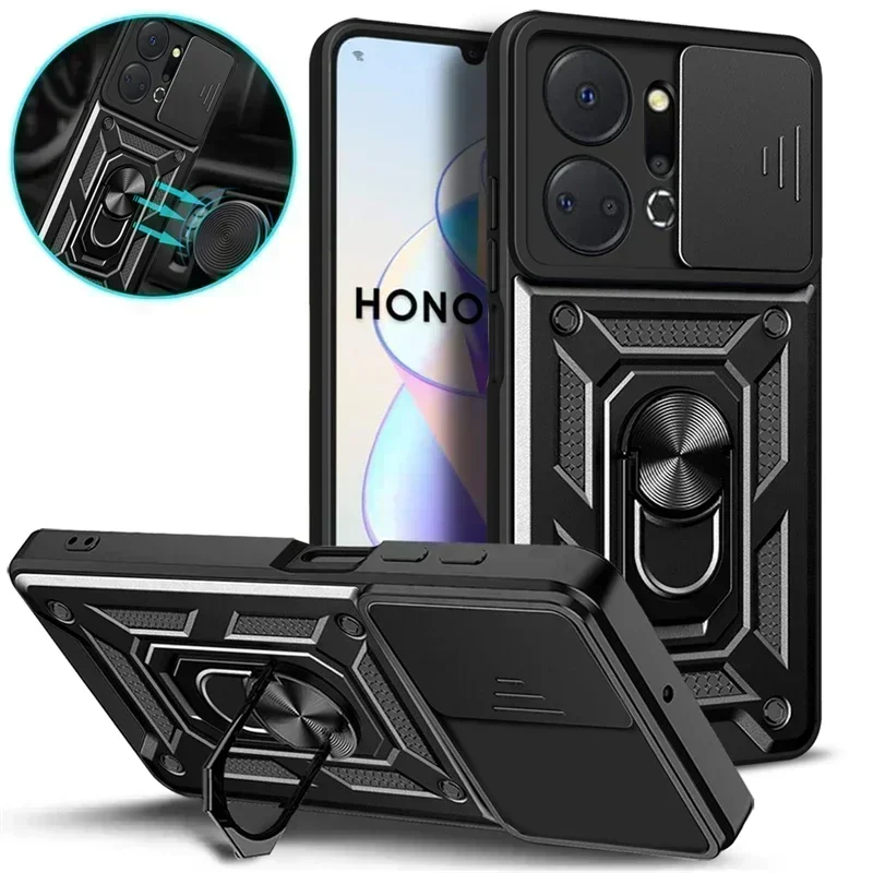 For Honor X7A 2023 Case Shockproof Armor Camera Lens Protective Magnetic Holder Ring Phone Case For Honor X7A 5G X 7A Back Cover