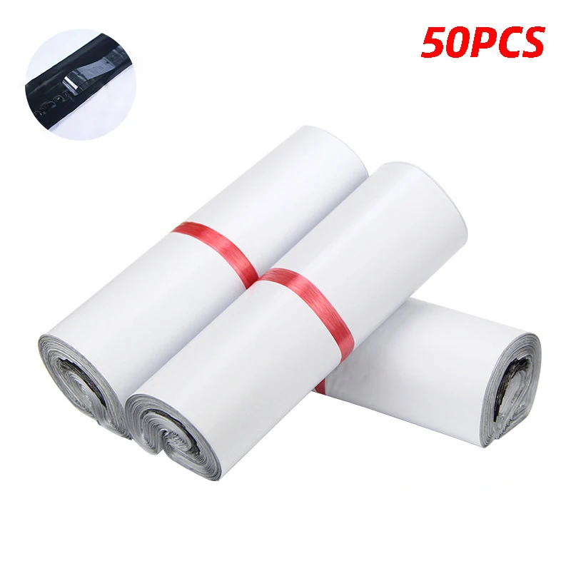 50 個白セルフシール粘着宅配袋保存袋プラスチックポリ封筒メーラー郵便配送メーリングバッグ
