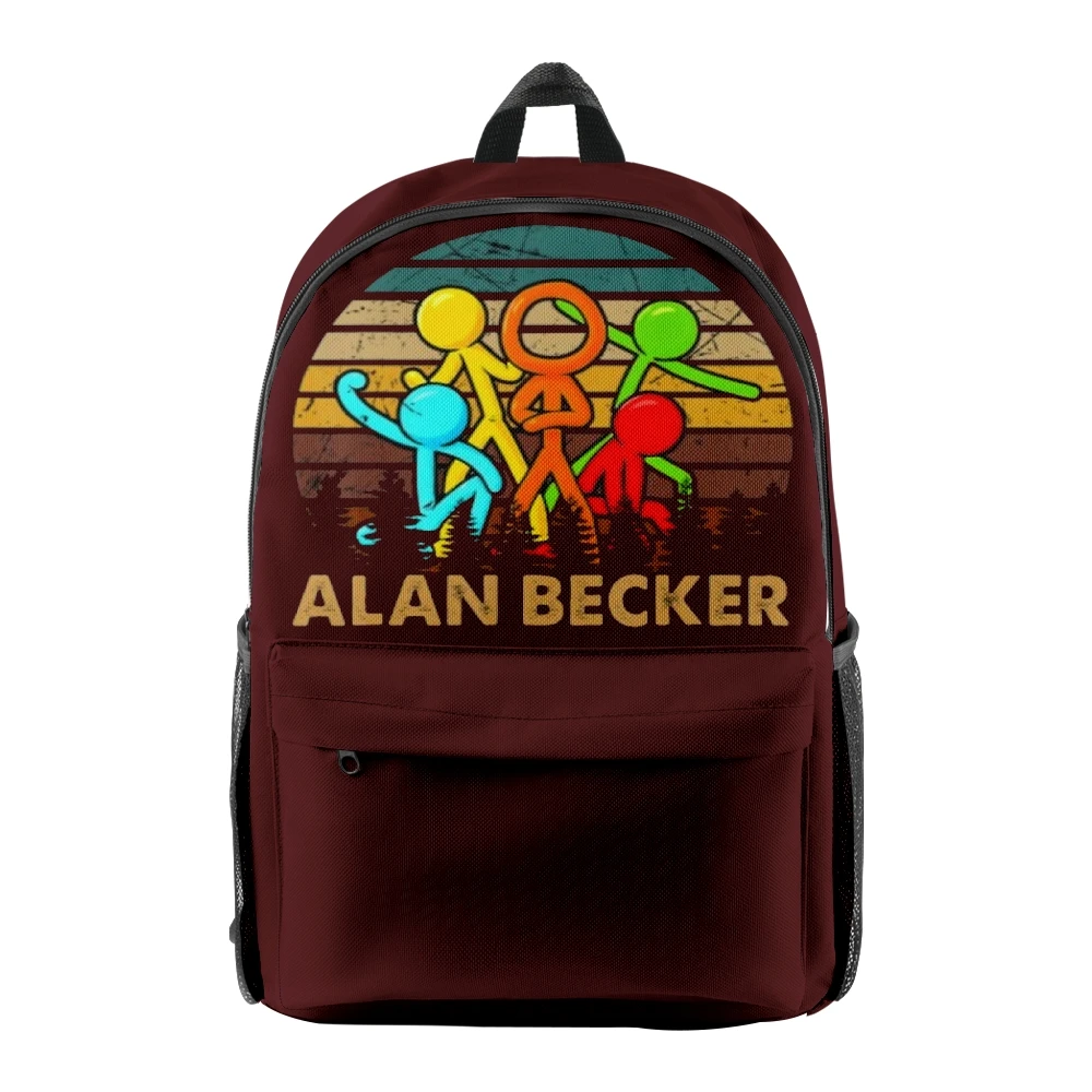 Alan Becker Merch 배낭 성인 키즈 학교 가방 힙합 데이 팩 2023 하라주쿠 지퍼 여행 가방 남여 웃긴 가방