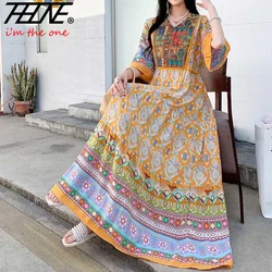 Women Dresses Vestidos Femenino Maxi Long Embroidery Party Para Mujer Summer Elegant Holiday Boho Floral Print Vintage Dresses