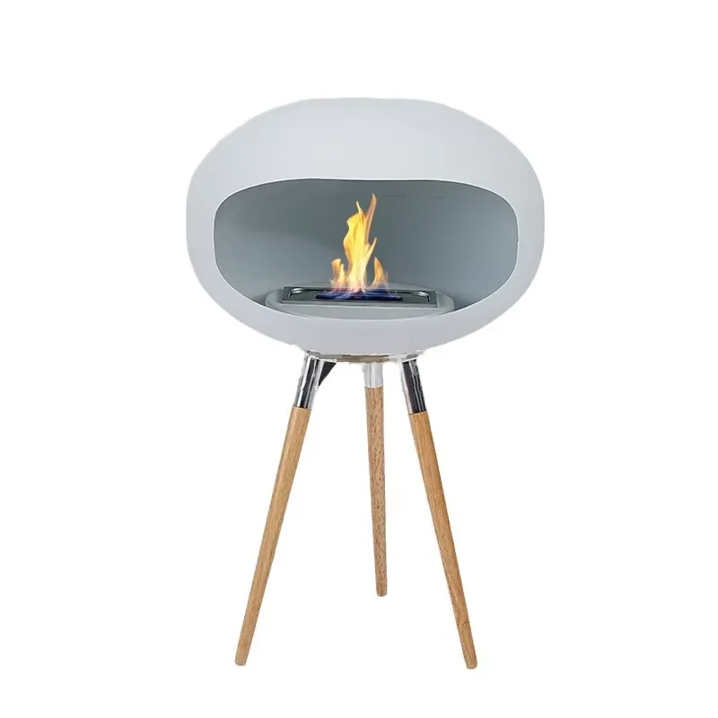 Nordic floor-standing high-foot fireplace real fire stove outdoor indoor decoration high-end atmospheric heating fireplace