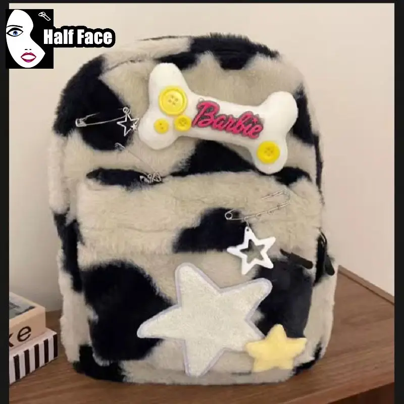 Mochila de grande capacidade feminina, Y2K, Harajuku, gótica, Lolita, punk, fofa, mochila estilo academia, estrela, osso, bolsa de ombro dupla, sacola, mulheres