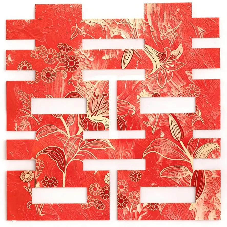 

70cm Printed “Double Happiness” Sticker Garland for Wedding Room Decor, Backdrop, and Engagement Photo Props