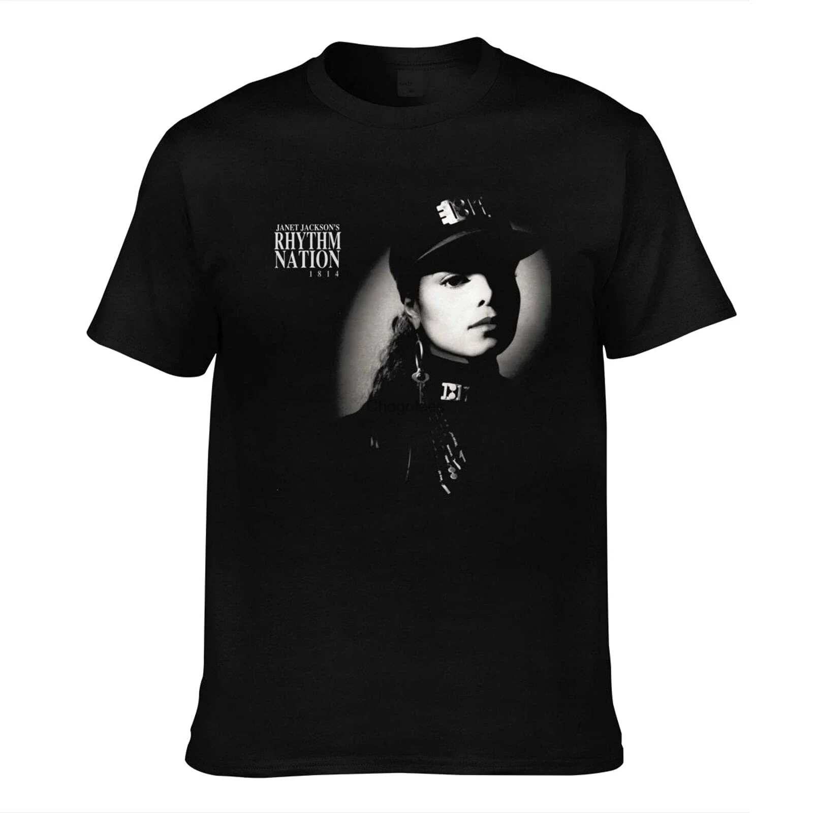 Janet Jackson Rhythm Nation 1814 Men\'s Cotton Casual Breathable Round Neck ShortSleeved TShirt Comfortable Top Black