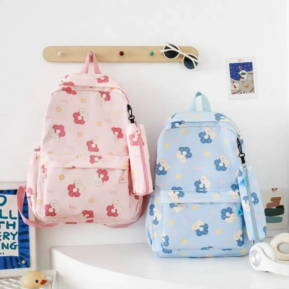 New Flower Printed Women's Backpack Nylon Waterproof Shoulder Bag Large Capacity Travel Backpack Outdoor