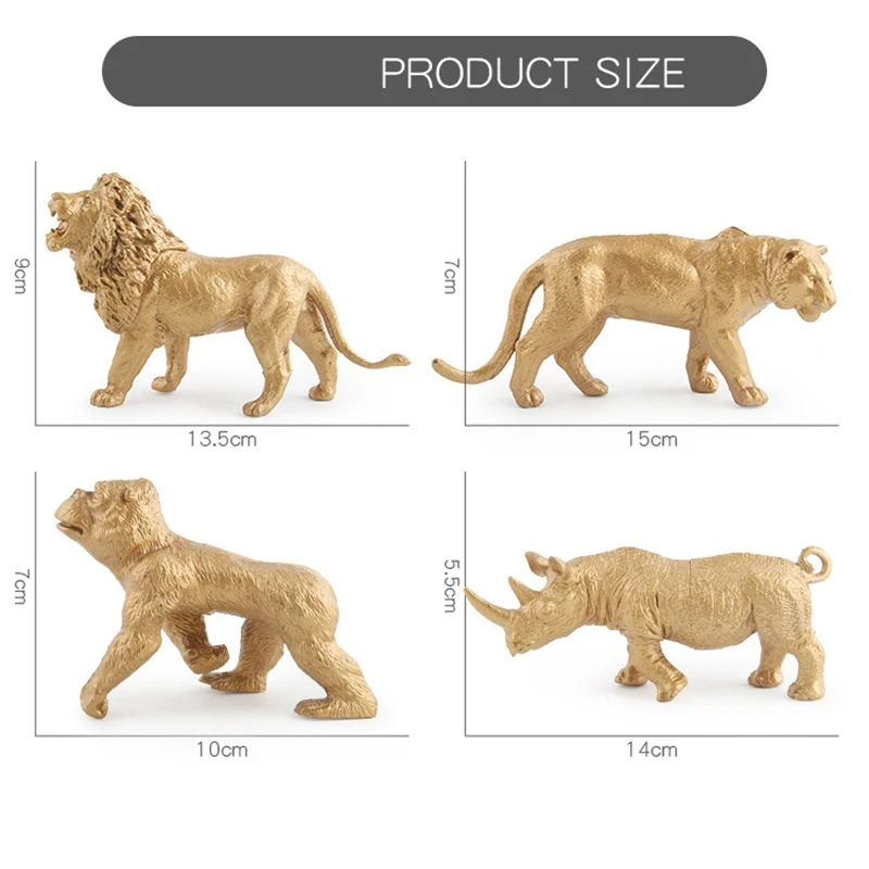 7-teiliges Set Statische Gold Edition Simulation Zoo Modell Spielzeug Dekoration