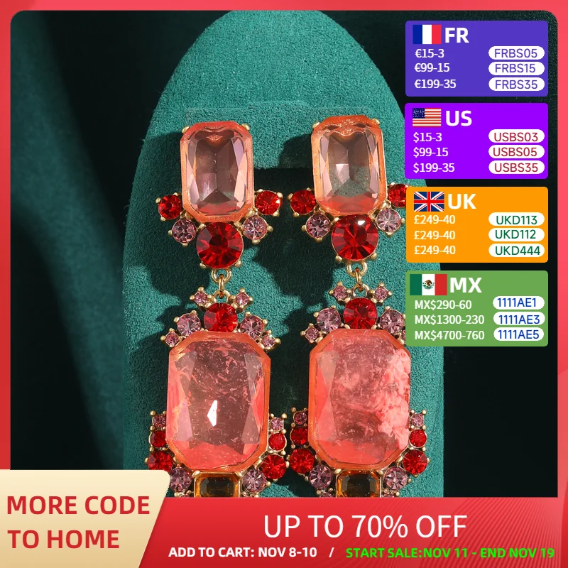 

Vintage Watermelon Crystal Pink Drop Earring Square Wedding Accessories Luxury Designer Jewelry For Woman High Quality 2025