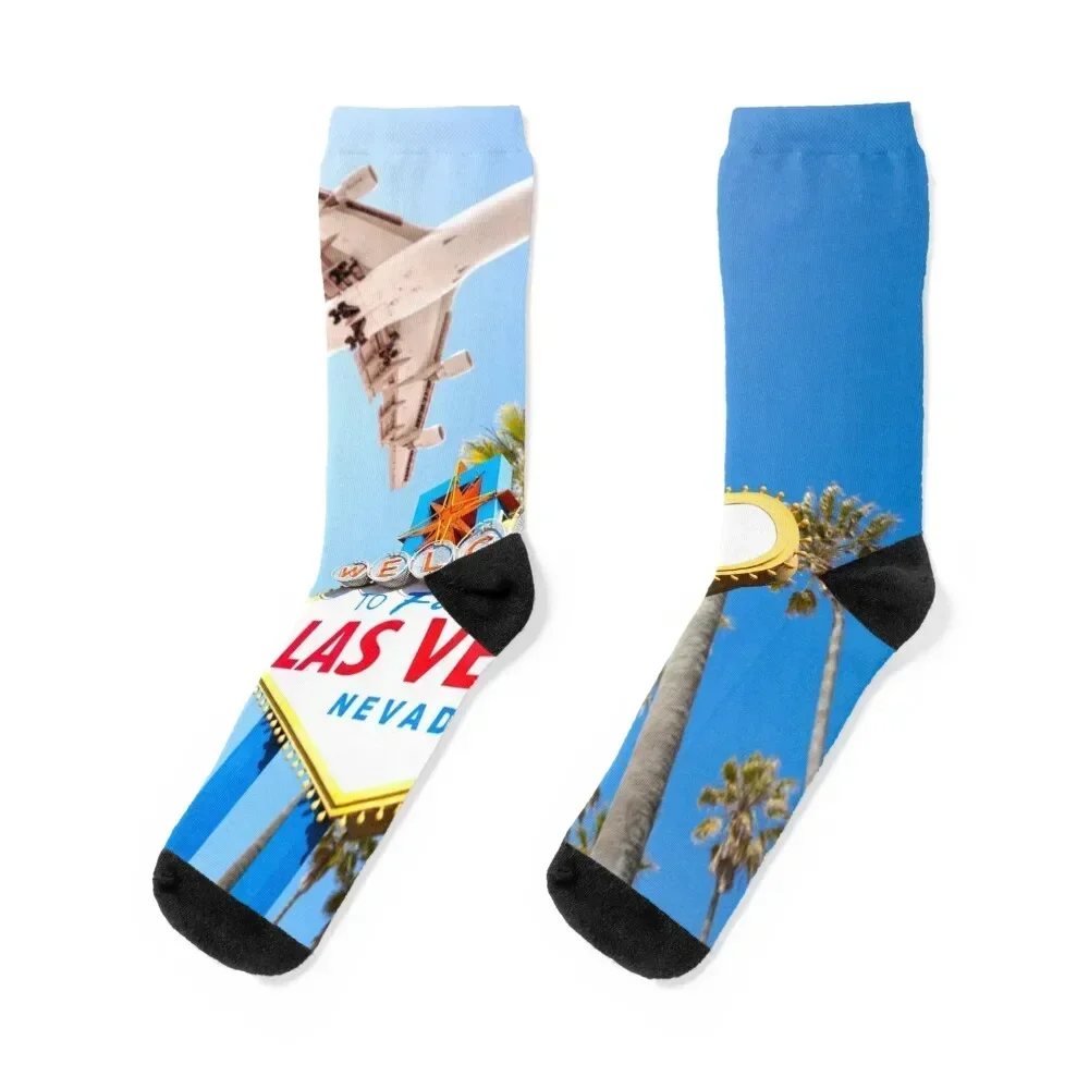 Las Vegas Sign Socks Botas de montaña regalo feliz kawaii Mujeres Calcetines Hombres