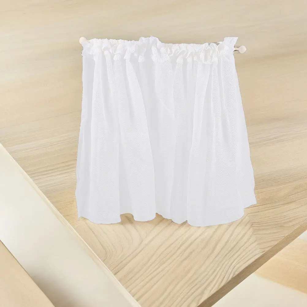 

2Pcs Miniature Lace Window Curtain Set for Dollhouse Mini Window Drapes DIY Tiny House Decoration Scene Prop Delicate Curtain