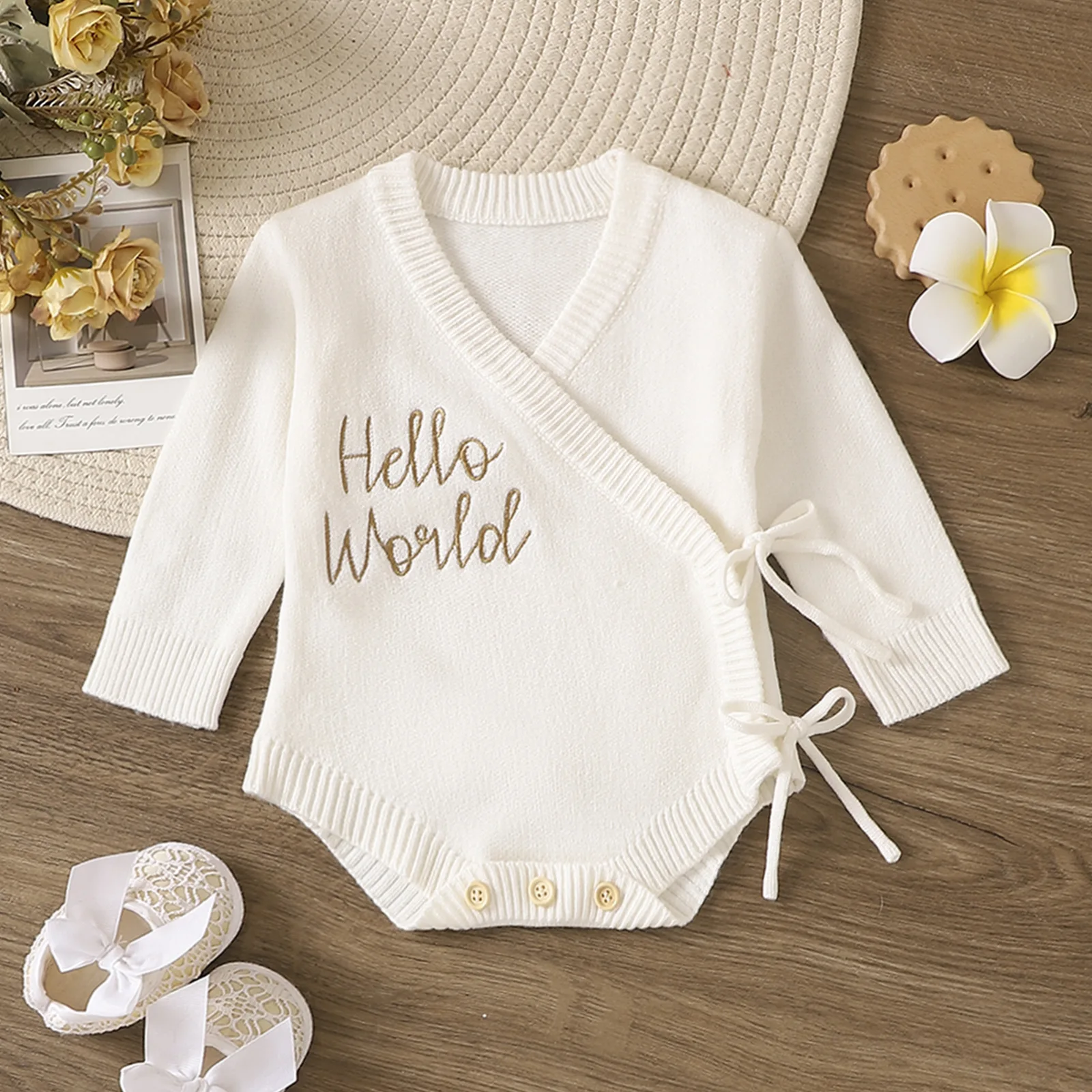 

UNITIM Kids Baby Girls Rompers Letter Embroidery Newborn Girl One-piece Jumpsuits Spring Knited Toddler Boys Bodysuits Overalls