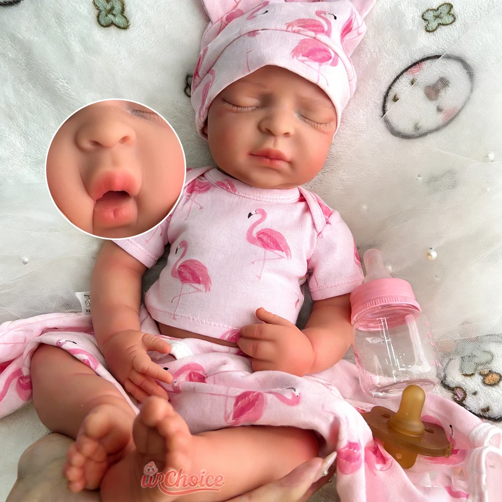 

Ультрареалистичная 17-дюймовая силиконовая кукла-реборн девочка с утяжелением, мягкой 3D-кожей и открытым ртом, подарок для взрослых, переживающих утрату