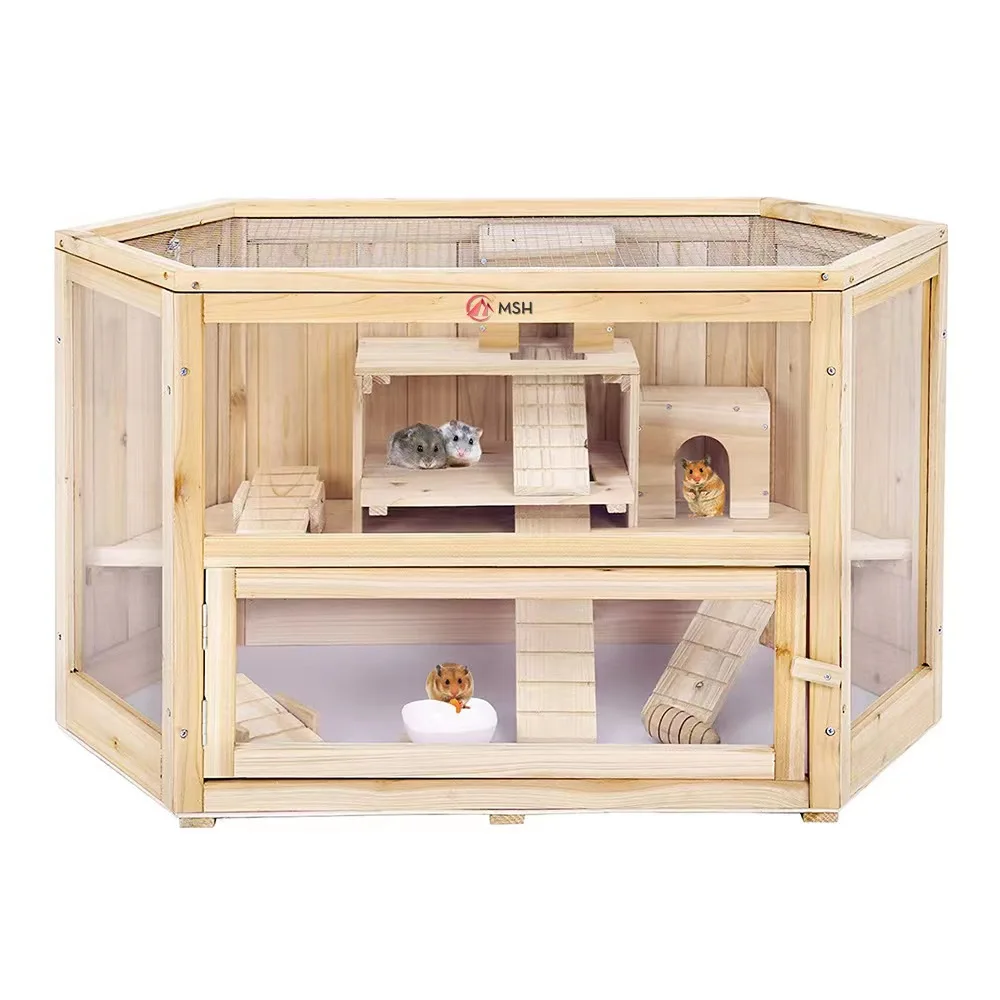 Wooden Hamster Cage Drawer Cage Glass Window Visual Field Bear Viewing Cage Wooden Box Wooden Cage