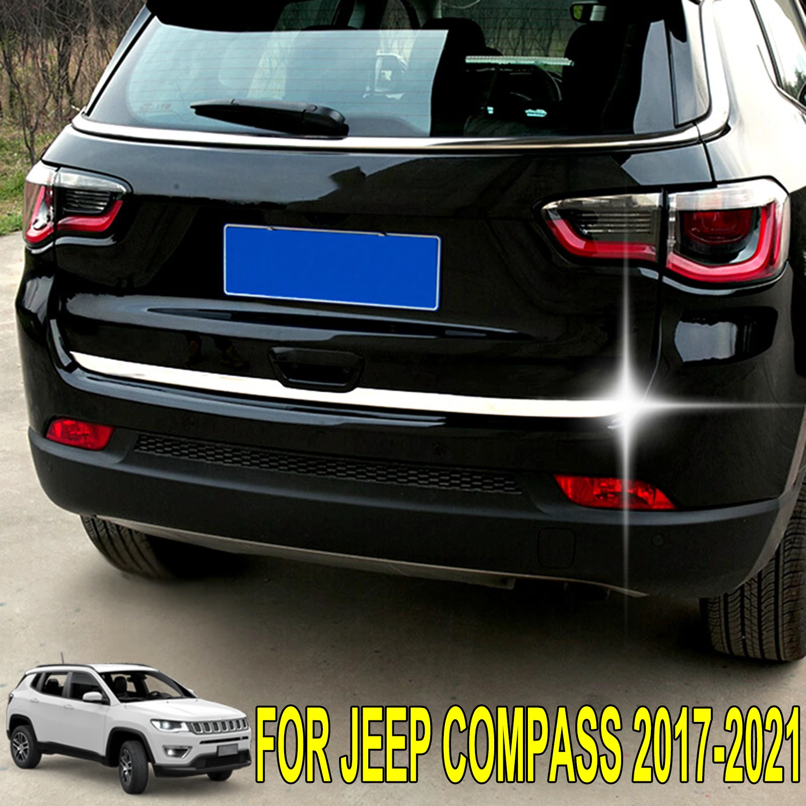 Chrome Stainless Steel Rear Tail Tailgate Boot Trunk Back Door Trim Cover Molding Lid For Jeep Compass 2017-2021 Car Accessories