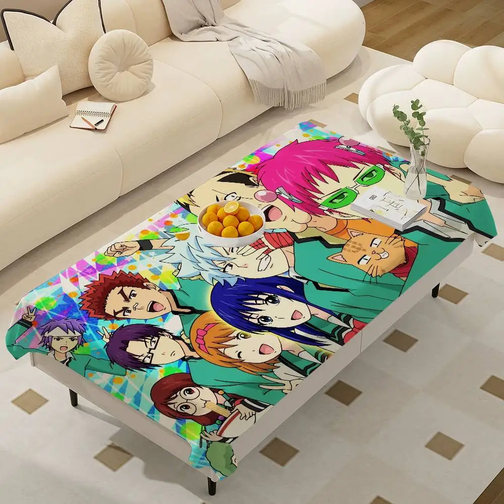 Japanese The Disastrous Life Of Saiki K Rectangular Tablecloths Washable Wedding Party Kitchen Dining Living Room Table