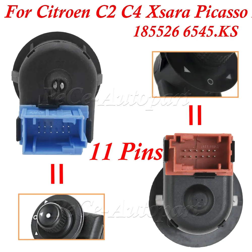 Side View Mirror Regulation Button Switch Adjust Knob 185526 For Citroen C2 C4 Xsara Picasso Partner Berlingo Peugeot 6554.KS