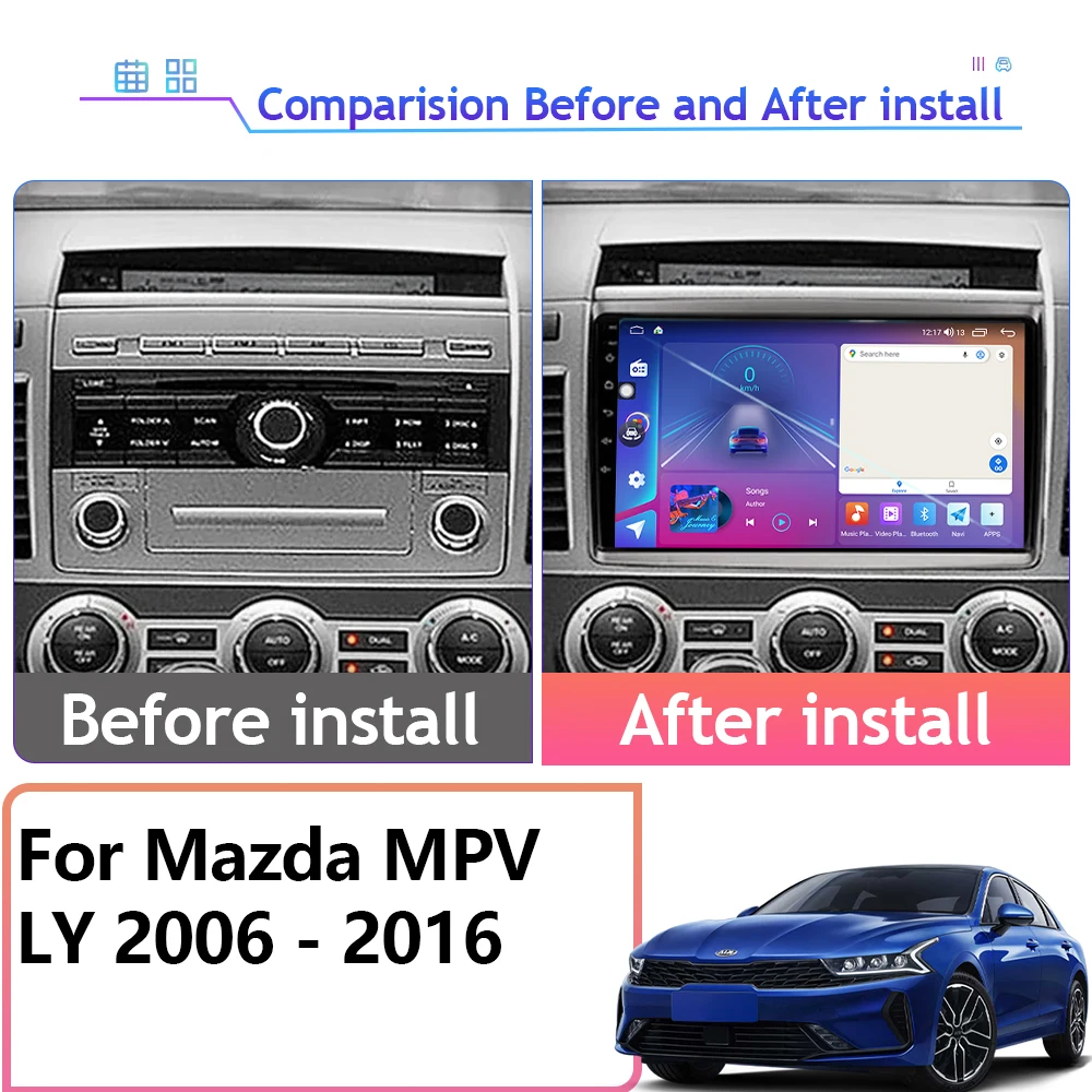 Android Auto For Mazda MPV LY 2006 - 2016 Car Radio Player GPS Navigation Stereo Player Multimedia QLED HDR 5G WIFI No 2 din DVD