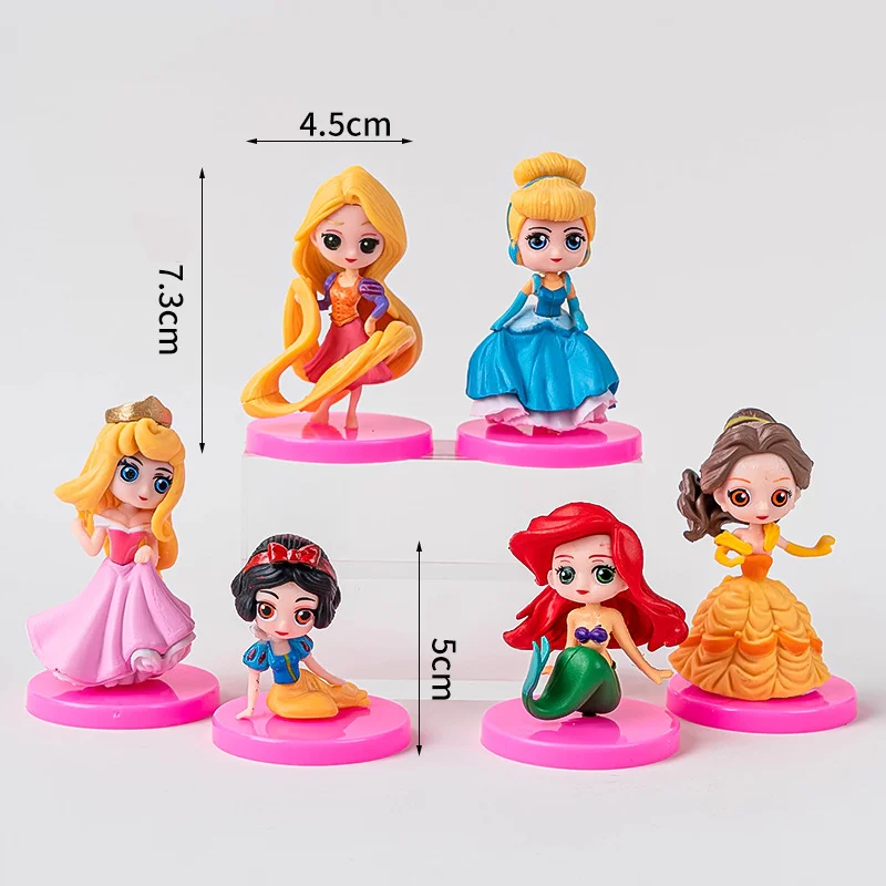 دمية ديزني سنو وايت ، إلسا أريل ، كرتون كاواي ، زخارف سطح مكتب أطفال لطيفة ، داخل السيارة ، هدية تزيين ، 8 * كعك لكل مجموعة #5