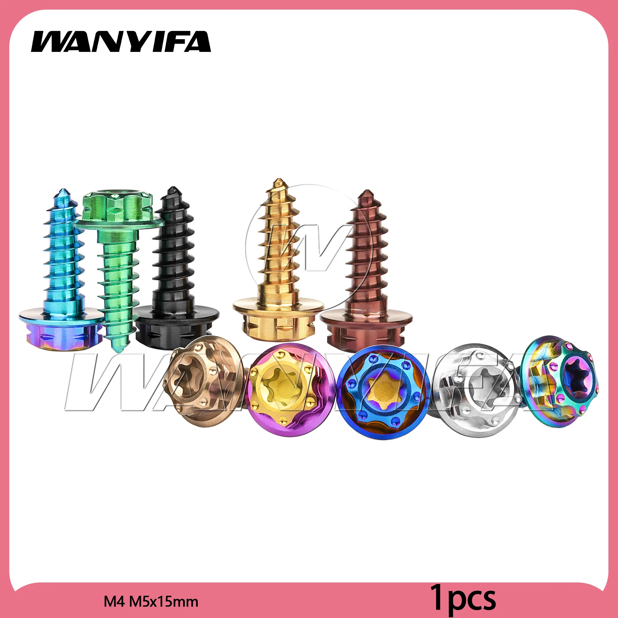 Wanyifa Titanium Alloy Torx Small Flange Self Tapping Screw M4 M5x15mm Lightweight Fastening Bolt for Motorcycle Modification