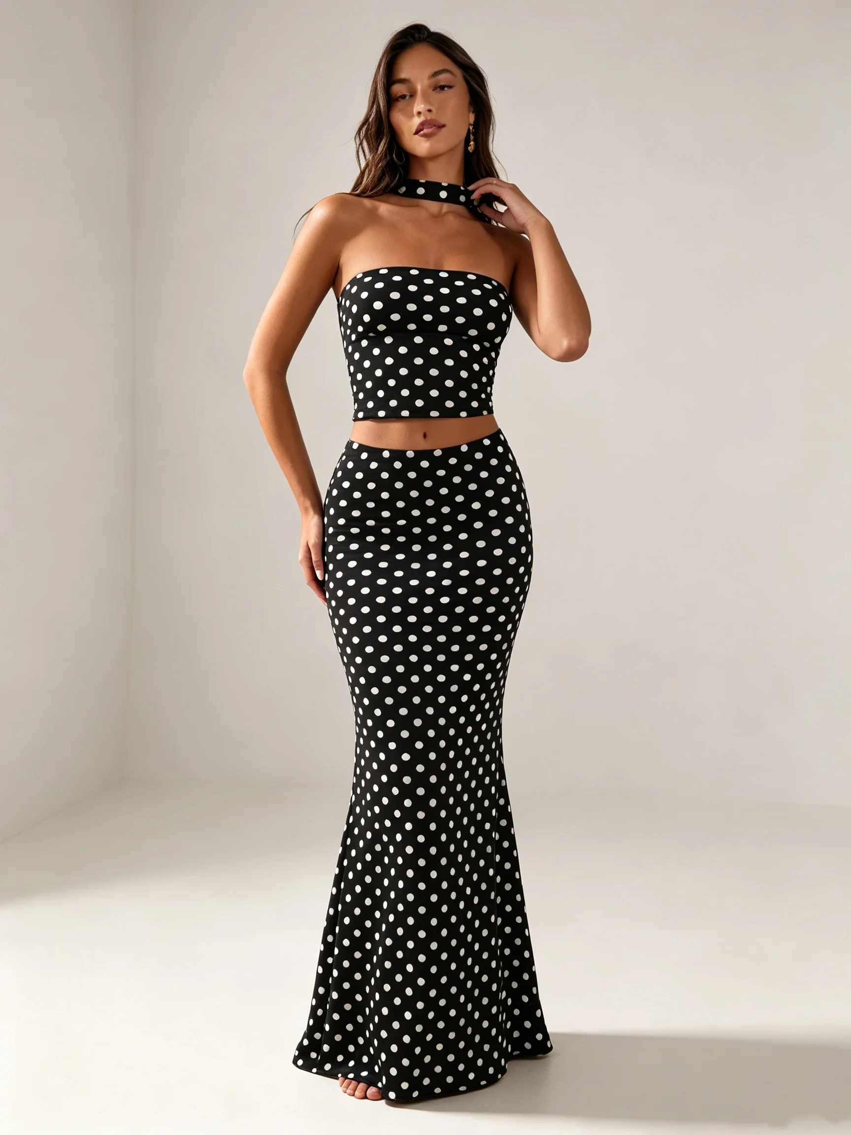 Crop Top Crochet - Set da donna retrò Y2K con