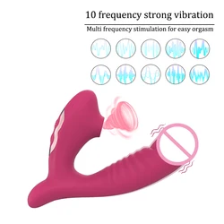 Vibrador de succión 2 en 1, sexo oral de 10 velocidades, vibración de 10 velocidades, estimulación del clítoris, masaje vaginal, juguete sexual femenino