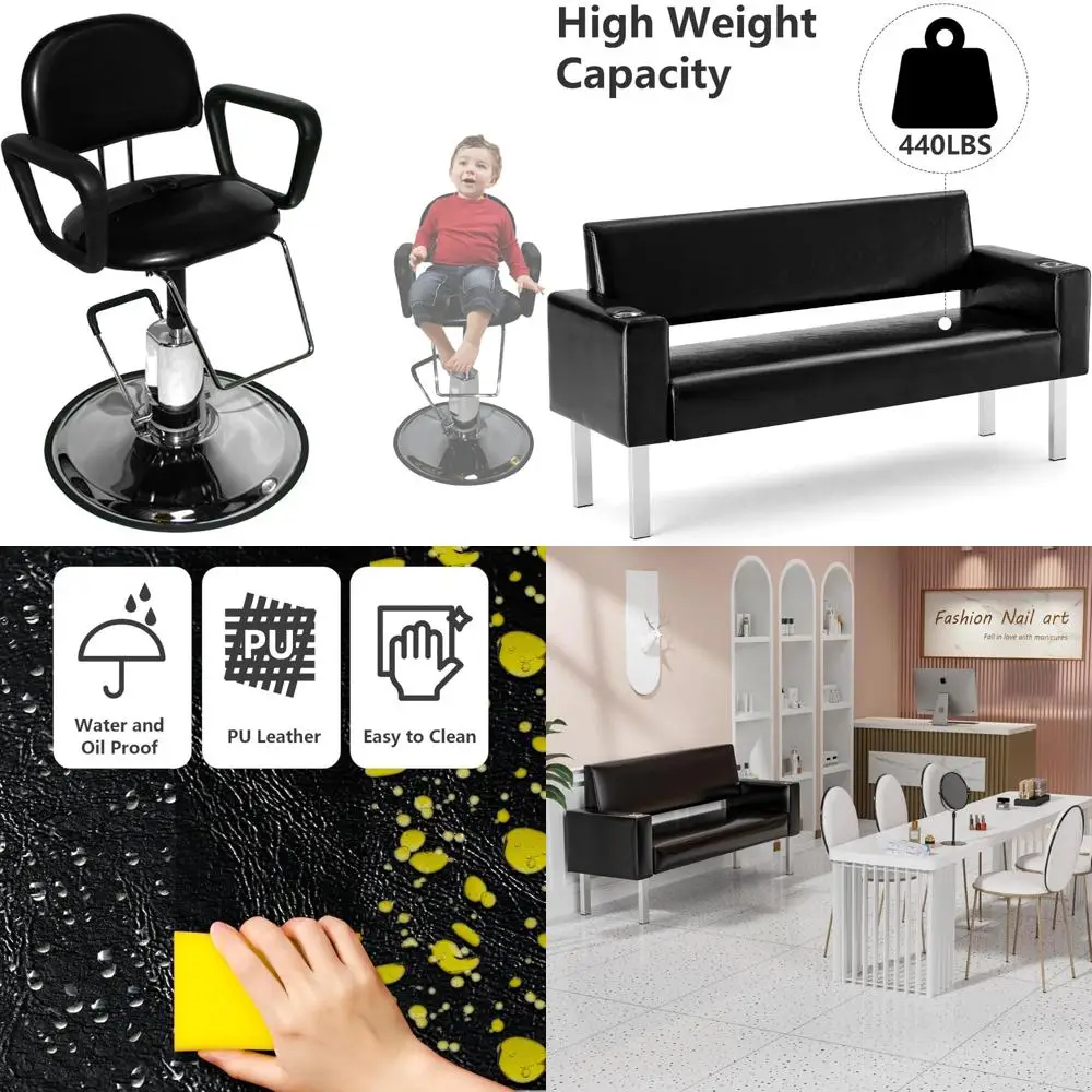 كرسي الحلاق الهيدروليكي لحزام الأمان للأطفال باللون الأسود #1