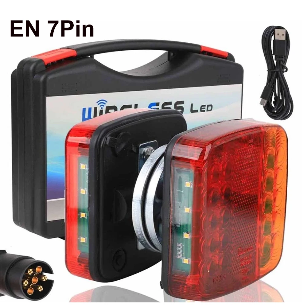 

1 Set 12V 24V Wireless Magnetic LED Truck Tail Light Trailer Rear Signal Warning Brake Light Lamp Caravan Camper Lorry RV