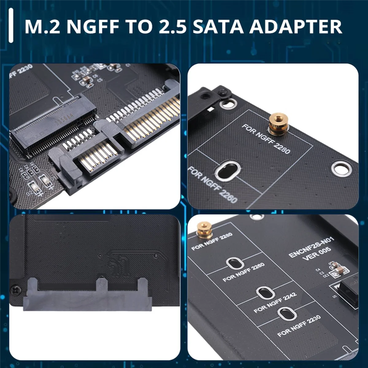 

AAM-черный корпус CY B+M Socket 2 адаптера M.2 NGFF (SATA) SSD на 2,5 SATA для твердотельного накопителя 2230/2242/2260/2280 мм M2