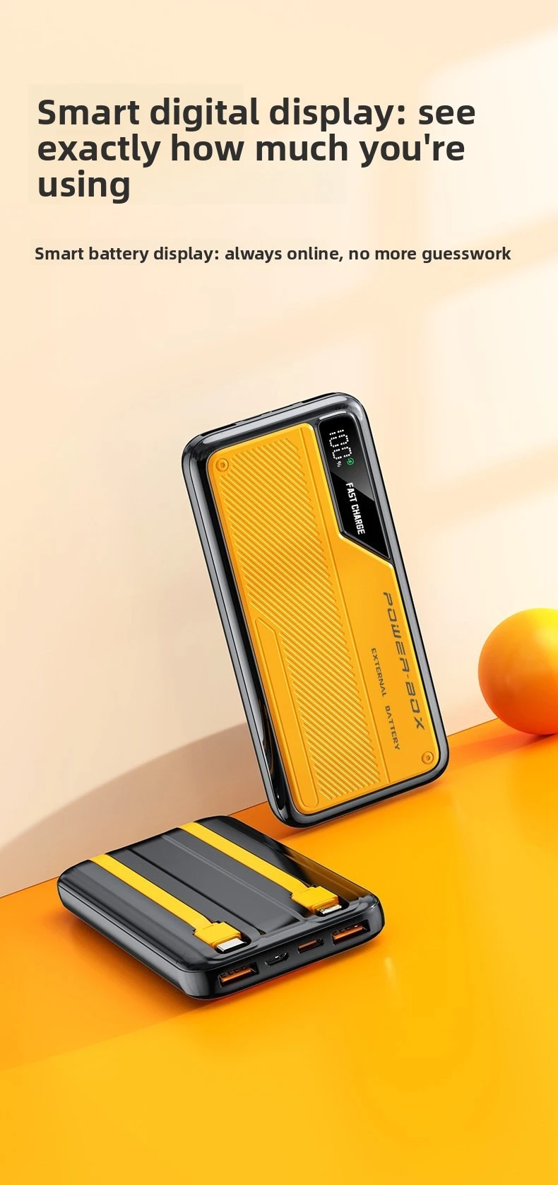 10000mAh 20000mAh 22.5W Carga Super Rápida Para iPhone Para Samsung Para Xiaomi Para Huawei Compacto Portátil Cabos Embutidos