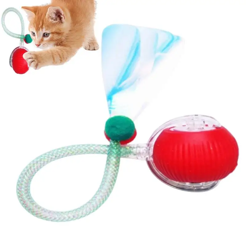 Cat Ball Toy Automatic Cat Toy Rolling Ball Dog Toy With Elastic Mesh Tail Interactive Cat Toys Cat Balls For Interaction Indoor