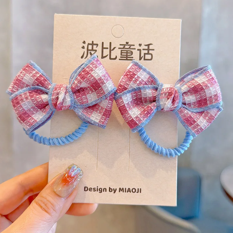 

Заколки для волос в клетку с бантом 2026 для детей: безболезненные резинки для волос, милые заколки BB, аксессуары для высоких хвостиков, очаровательные украшения для волос