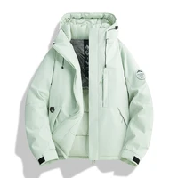 Unisex Hooded Winter Padded Jacket Outdoor Windproof Mountain Parka Multi Pocket Zipper